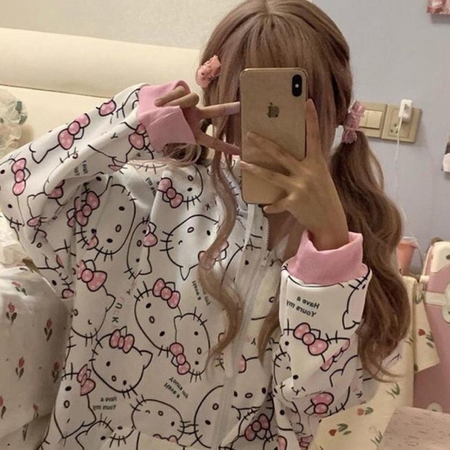 Hello Kitty Fermuarlı Sweatshirt