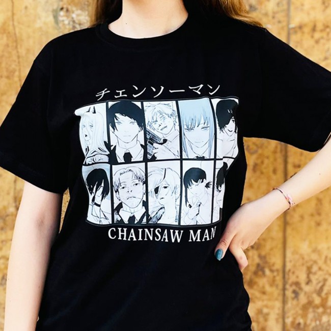 Chainsaw Man Kolaj Unisex Siyah Tişört