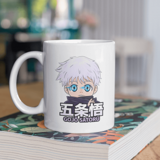Jujutsu Kisen Gojo Chibi Logo Kupa Bardak  Jujutsu Kisen Gojo Chibi Logo Kupa Bardak