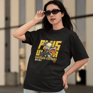 My Hero Bakugou Plus Ultra Siyah Tişört