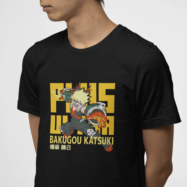 My Hero Bakugou Plus Ultra Siyah Tişört