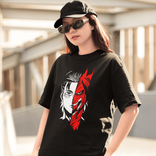 Attack On Titan Levi Red Siyah Tişört