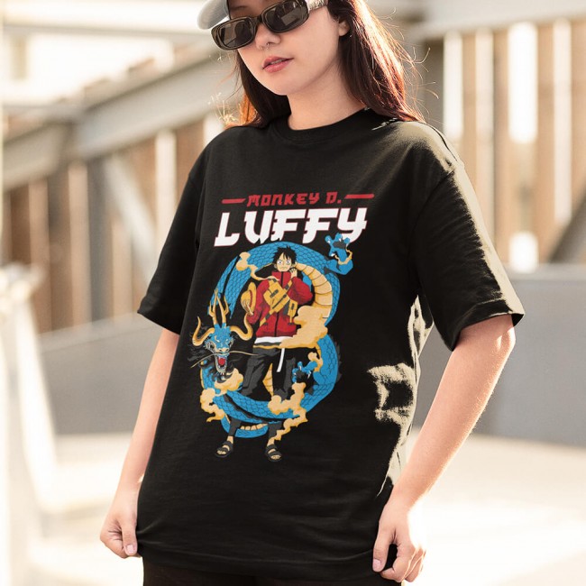 One Piece Luffy Kaido Siyah Tişört