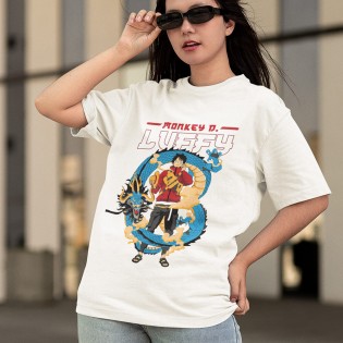 One Piece Luffy Kaido Beyaz Tişört One Piece Luffy Kaido Beyaz Tişört