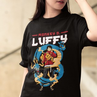 One Piece Luffy Kaido Siyah Tişört One Piece Luffy Kaido Siyah Tişört