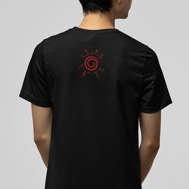 Naruto Ön-Arka Baskılı Siyah Tişört
