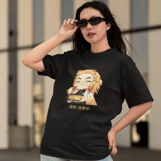 Demon Slayer Rengoku Kawaii Tişört Demon Slayer Rengoku Kawaii Tişört