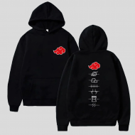 Akatsuki Bulut Ön-Arka Siyah Kapşonlu Sweatshirt Akatsuki Bulut Ön-Arka Siyah Kapşonlu Sweatshirt