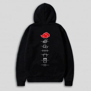 Akatsuki Bulut Ön-Arka Siyah Kapşonlu Sweatshirt Akatsuki Bulut Ön-Arka Siyah Kapşonlu Sweatshirt