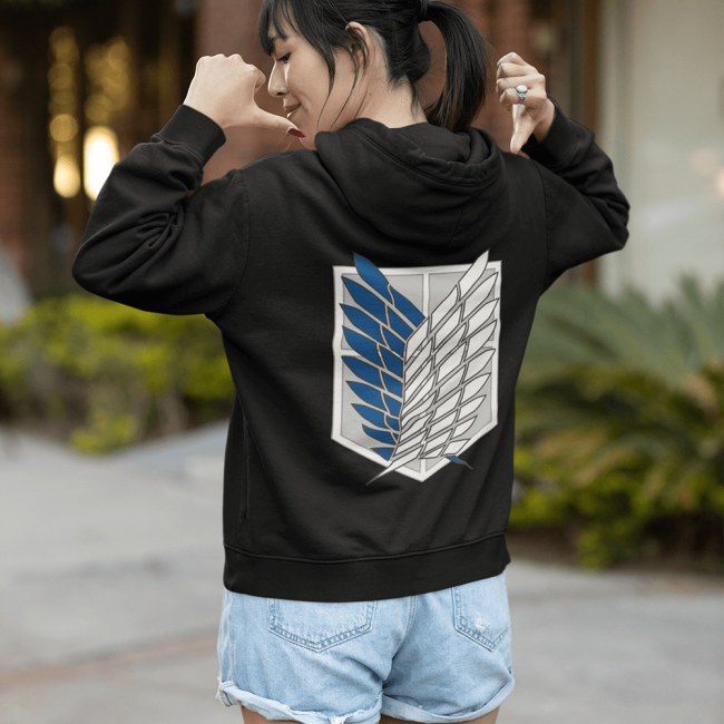 Attack On Titan Ön - Arka Baskılı Kapşonlu Sweatshirt