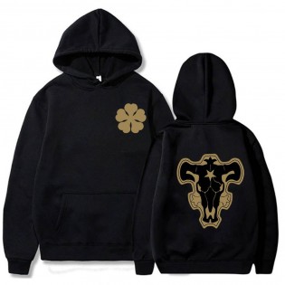 Black Clover Logo Ön Arka Baskılı Kapşonlu Sweatshirt Black Clover Logo Ön Arka Baskılı Kapşonlu Sweatshirt