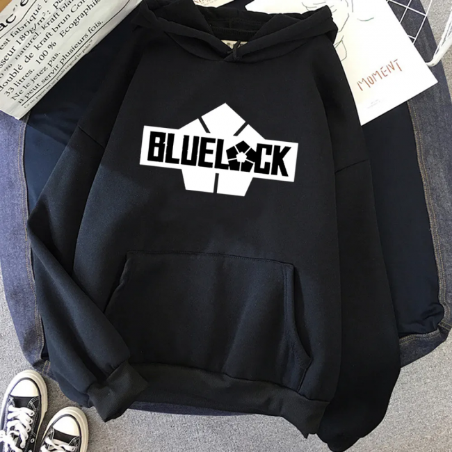 Blue Lock Siyah Kapşonlu Sweatshirt