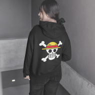 One Piece Hasır Şapka Korsanları Ön - Arka Baskılı Kapşonlu Sweatshirt One Piece Hasır Şapka Korsanları Ön - Arka Baskılı Kapşonlu Sweatshirt