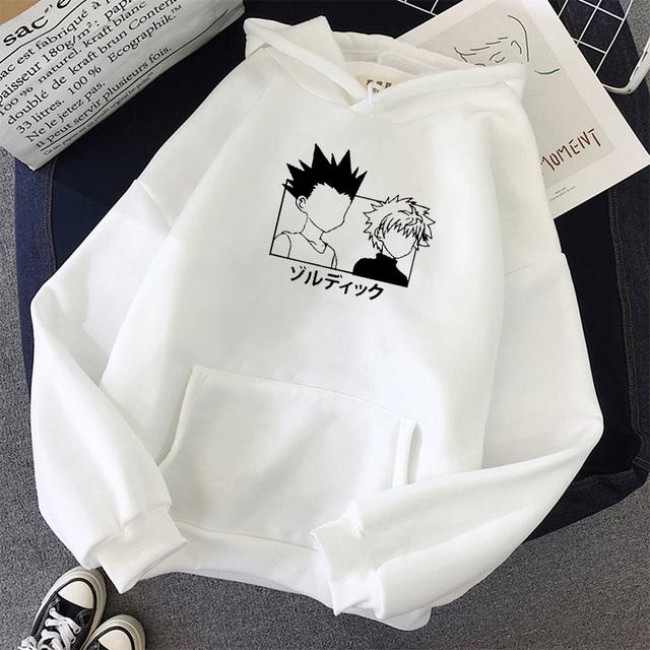 Hunter x Hunter Face Beyaz Kapşonlu Sweatshirt