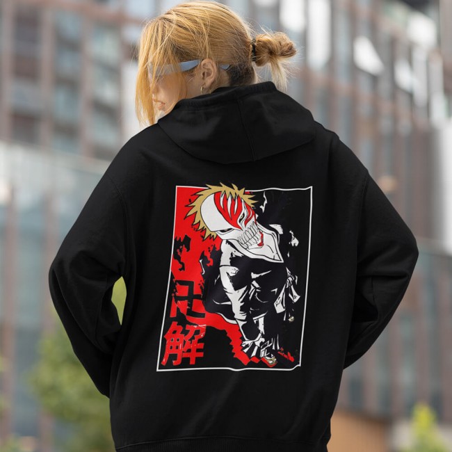 Bleach İchigo Ön - Arka Baskılı Kapşonlu Sweatshirt