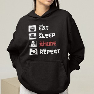 Eat Sleep Anime Kapşonlu Sweatshirt Eat Sleep Anime Kapşonlu Sweatshirt