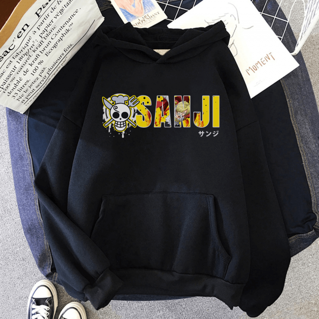 Sanji Yazılı Kapşonlu Sweatshirt