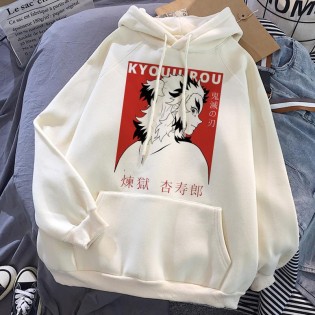 Rengoku Beyaz Kapşonlu Sweatshirt Rengoku Beyaz Kapşonlu Sweatshirt