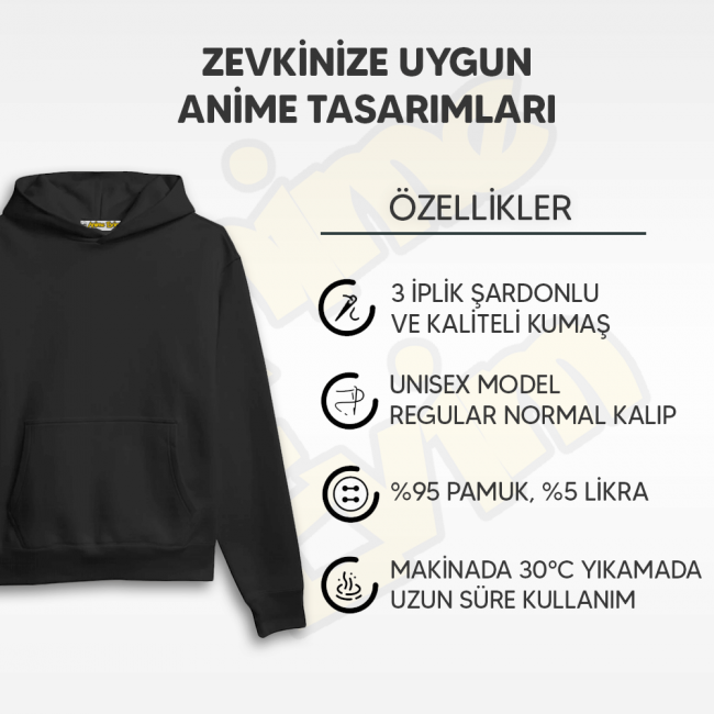 Berserk Logo Ön - Arka Baskılı Kapşonlu Sweatshirt