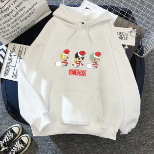 One Piece ZLS Yılbaşı Tasarımlı Beyaz Sweatshirt One Piece ZLS Yılbaşı Tasarımlı Beyaz Sweatshirt