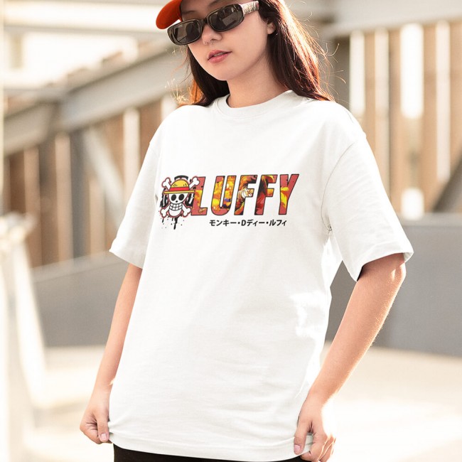 One Piece Luffy Logo Beyaz Tişört