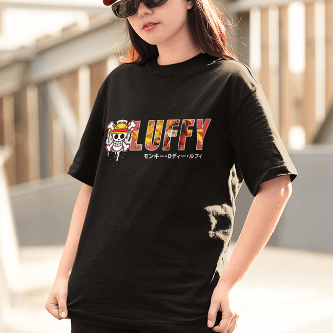 One Piece Luffy Logo Siyah Tişört