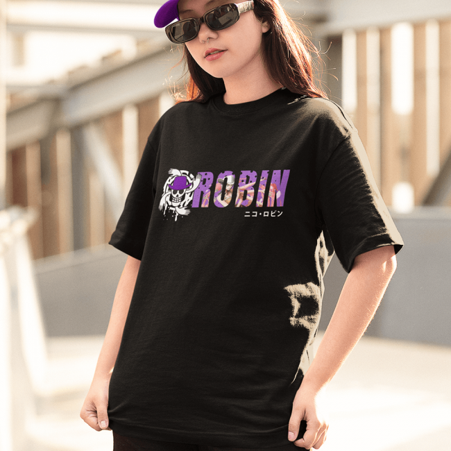 One Piece Robin Logo Siyah Tişört