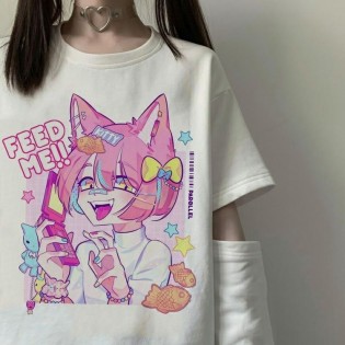 Feed Me Harajuku Anime Tişört Feed Me Harajuku Anime Tişört