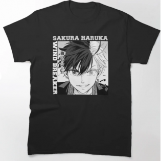 Haruka Sakura Wind Breaker Siyah T-shirt Haruka Sakura Wind Breaker Siyah T-shirt