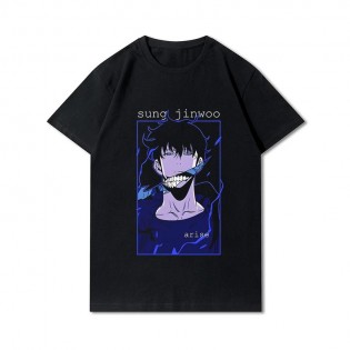 Anime Solo Leveling Sung Jinwoo Siyah T-shirt