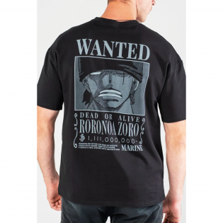 Anime One Piece Zoro Wanted Ön Arka Baskılı Siyah T-shirt Anime One Piece Zoro Wanted Ön Arka Baskılı Siyah T-shirt