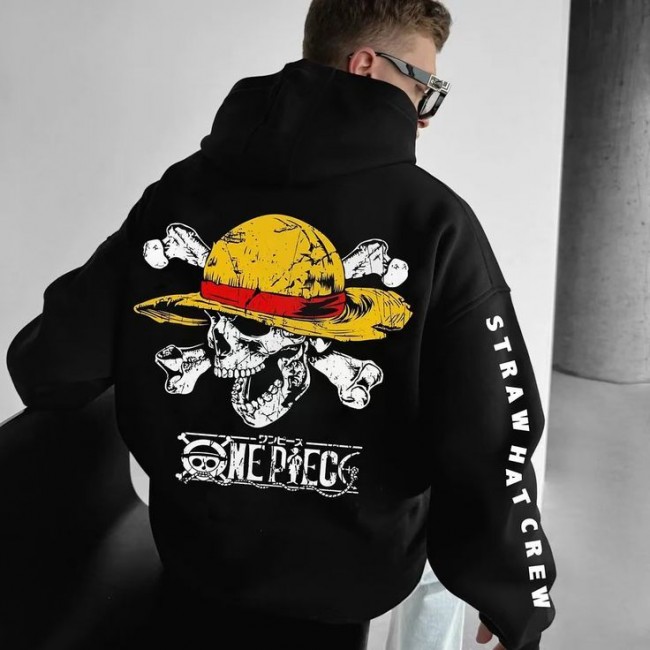 Anime One Piece Straw Hat Crew Kapşonlu Sweatshirt Anime One Piece Straw Hat Crew Kapşonlu Sweatshirt