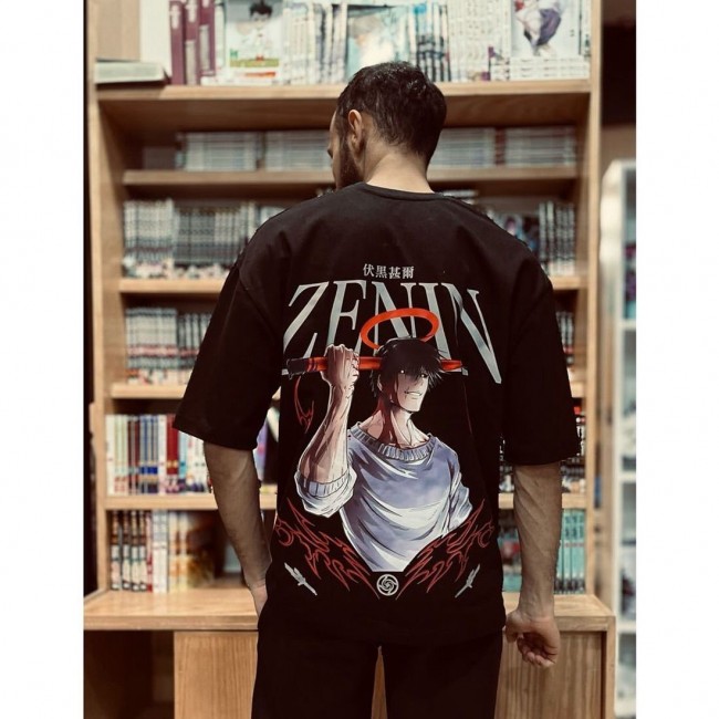 Toji Fushiguro Zenin Siyah Ön Arka Baskı T-shirt Toji Fushiguro Zenin Siyah Ön Arka Baskı T-shirt