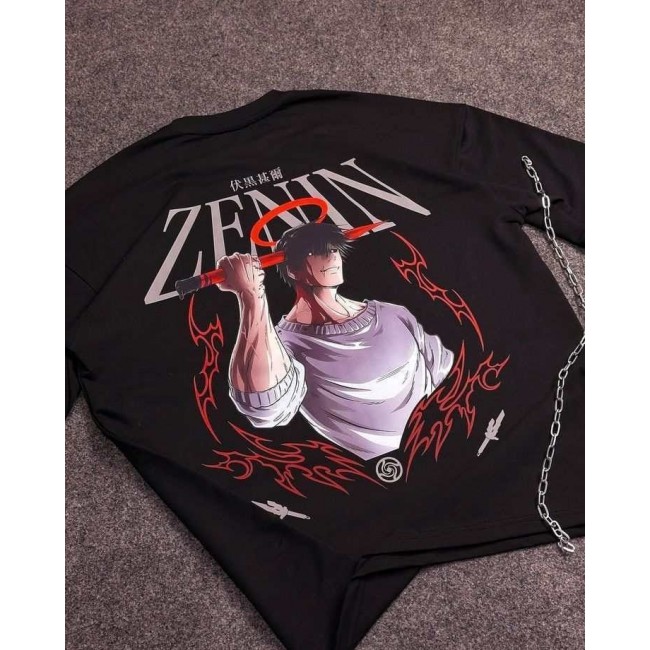 Toji Fushiguro Zenin Siyah Ön Arka Baskı T-shirt Toji Fushiguro Zenin Siyah Ön Arka Baskı T-shirt