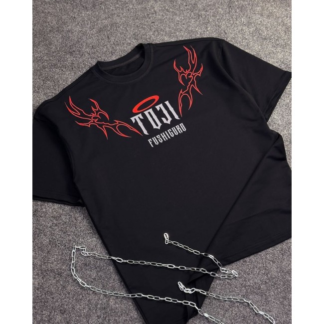 Toji Fushiguro Zenin Siyah Ön Arka Baskı T-shirt Toji Fushiguro Zenin Siyah Ön Arka Baskı T-shirt