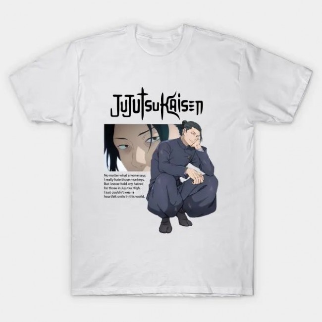 Jujutsu Kaisen Ön Baskı Tasarım Beyaz T-shirt 