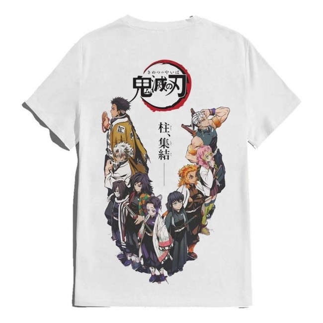 Demon Slayer Üye Arka Baskı Beyaz T-shirt