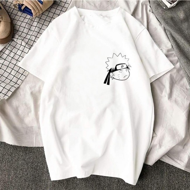 Minimalist Naruto Çizim Baskılı Beyaz Tişört