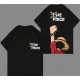 One Piece Straw Hat Siyah Ön Arka Baskı T-shirt