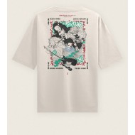 Demon Slayer Ön Arka Baskı Beyaz T-shirt