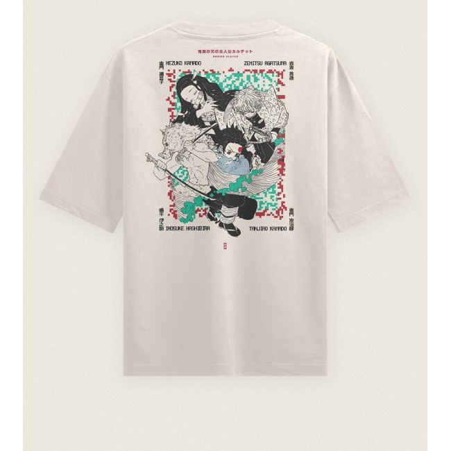 Demon Slayer Ön Arka Baskı Beyaz T-shirt