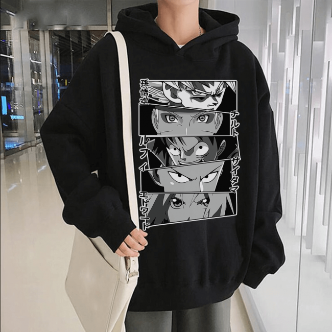 Anime Eyes Kapşonlu Sweatshirt