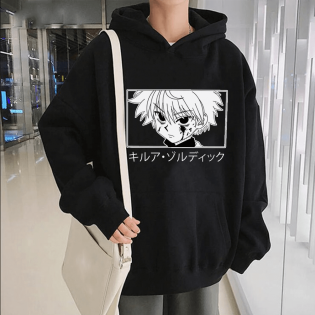 Hunter x Hunter Killua Face Kapşonlu Sweatshirt Hunter x Hunter Killua Face Kapşonlu Sweatshirt